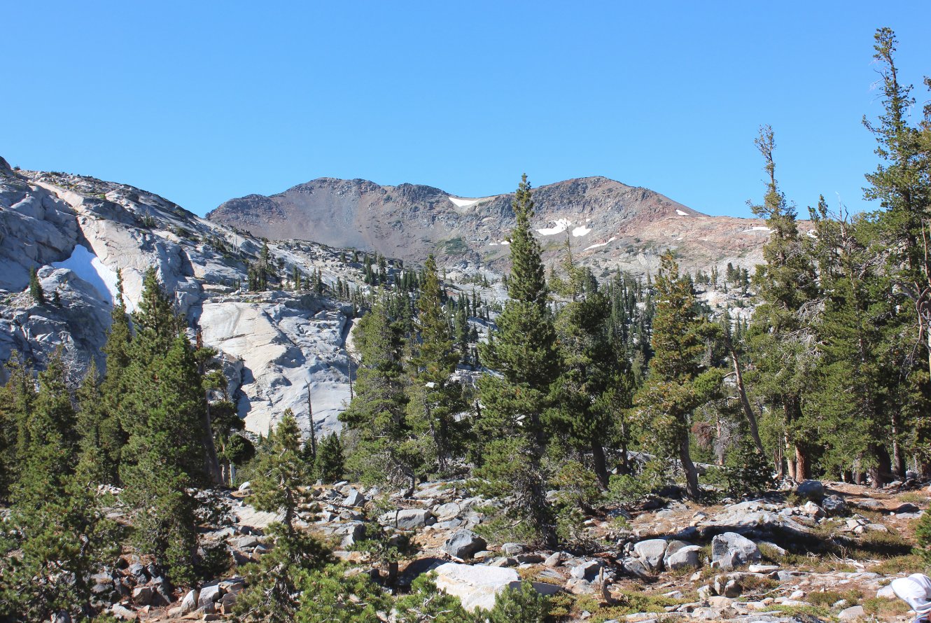 First glimpse of Dick's Peak in the distance