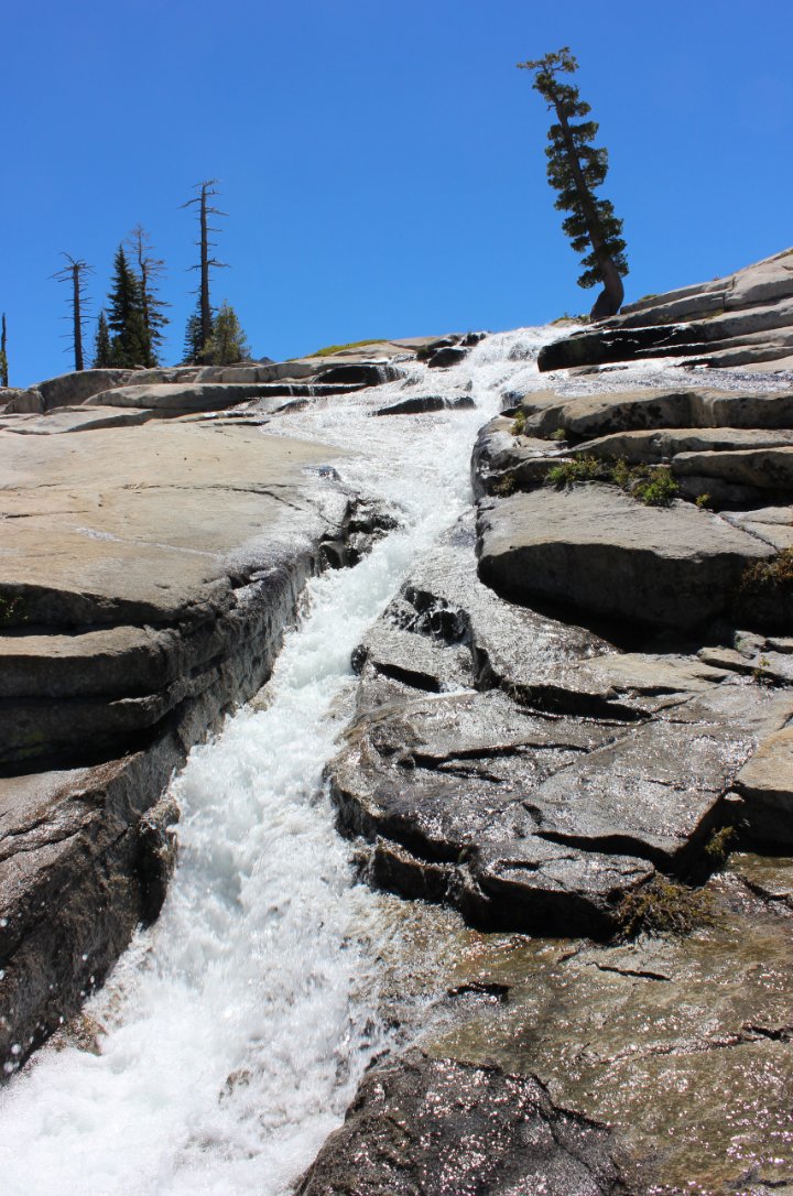 Climbing along the falls