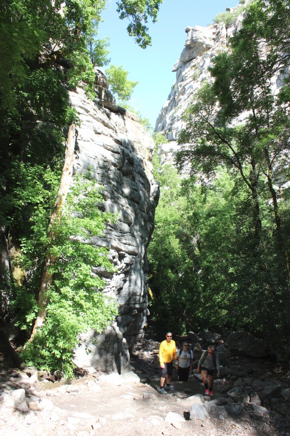 Walking around some rocks