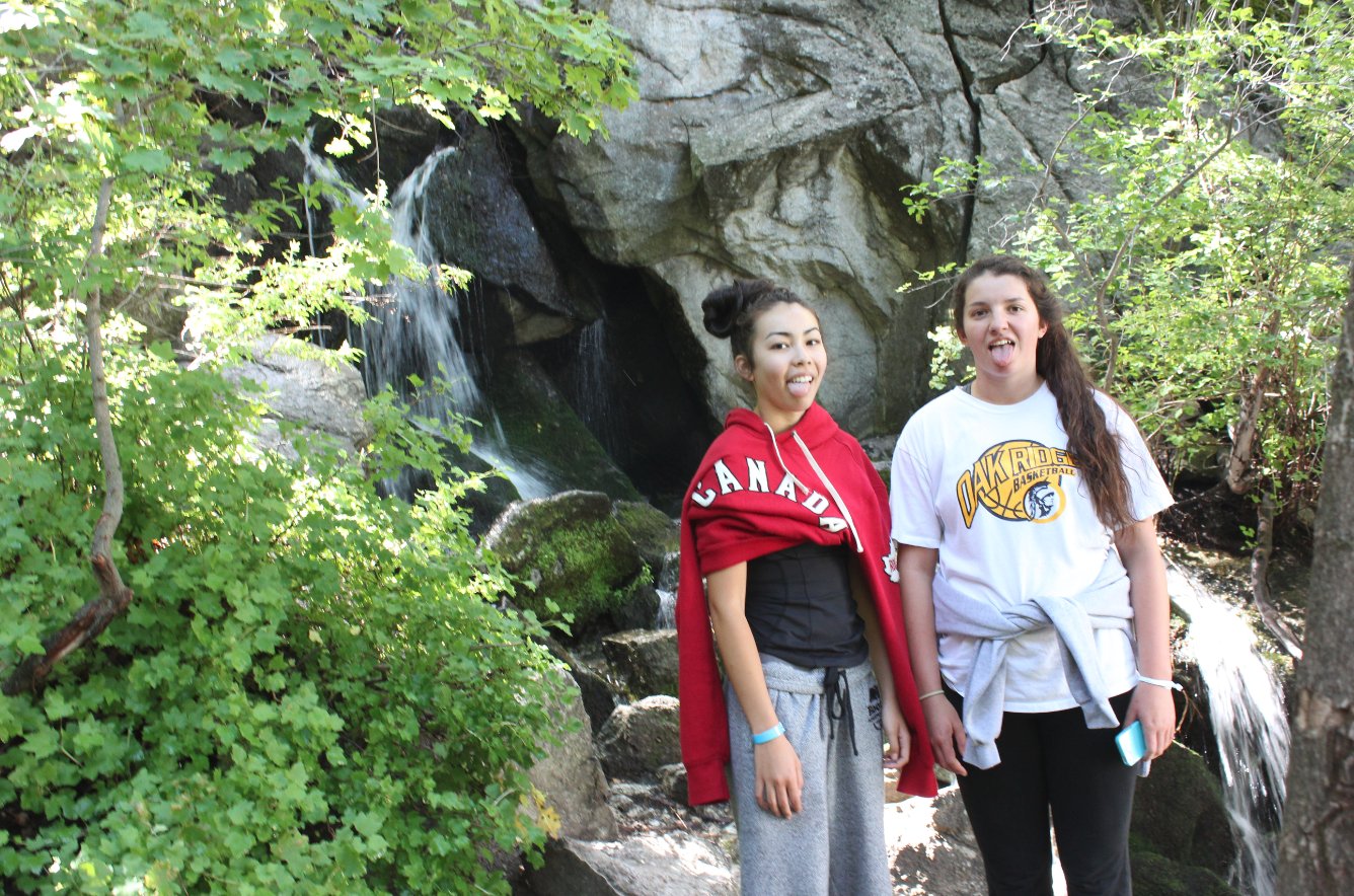 Taking a break by the falls