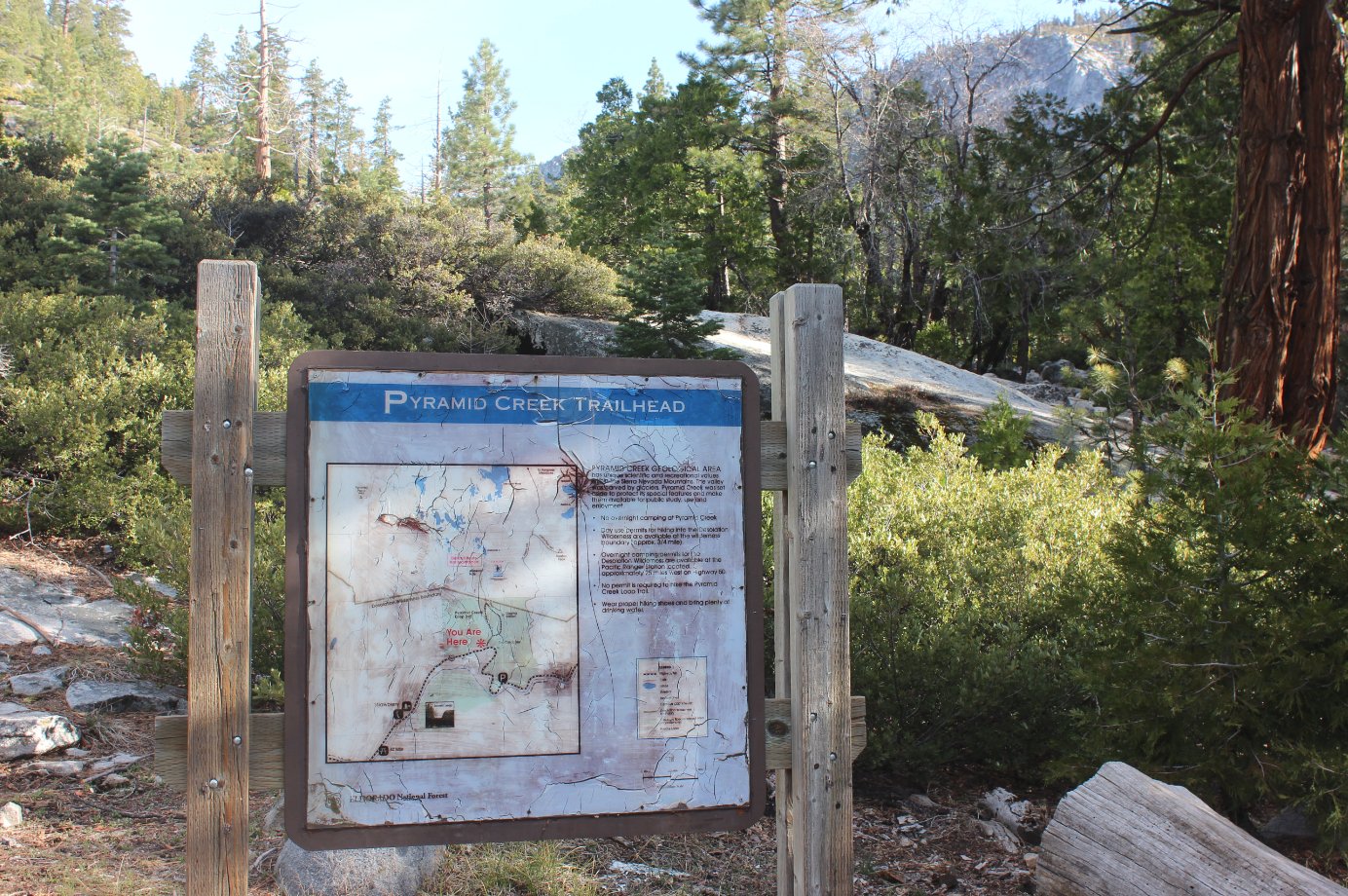 Pyramid Creek Trailhead sign