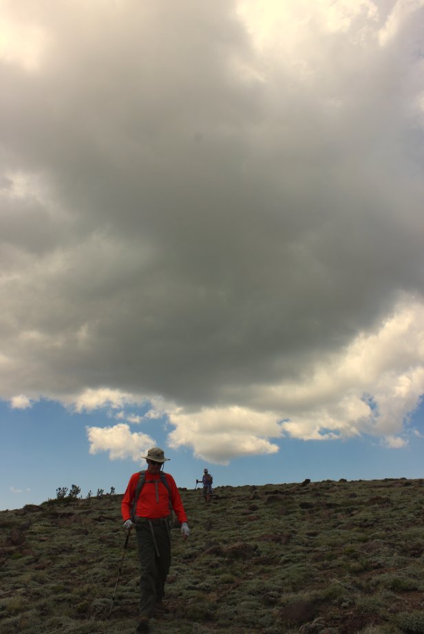 Heading down as thunderheads form