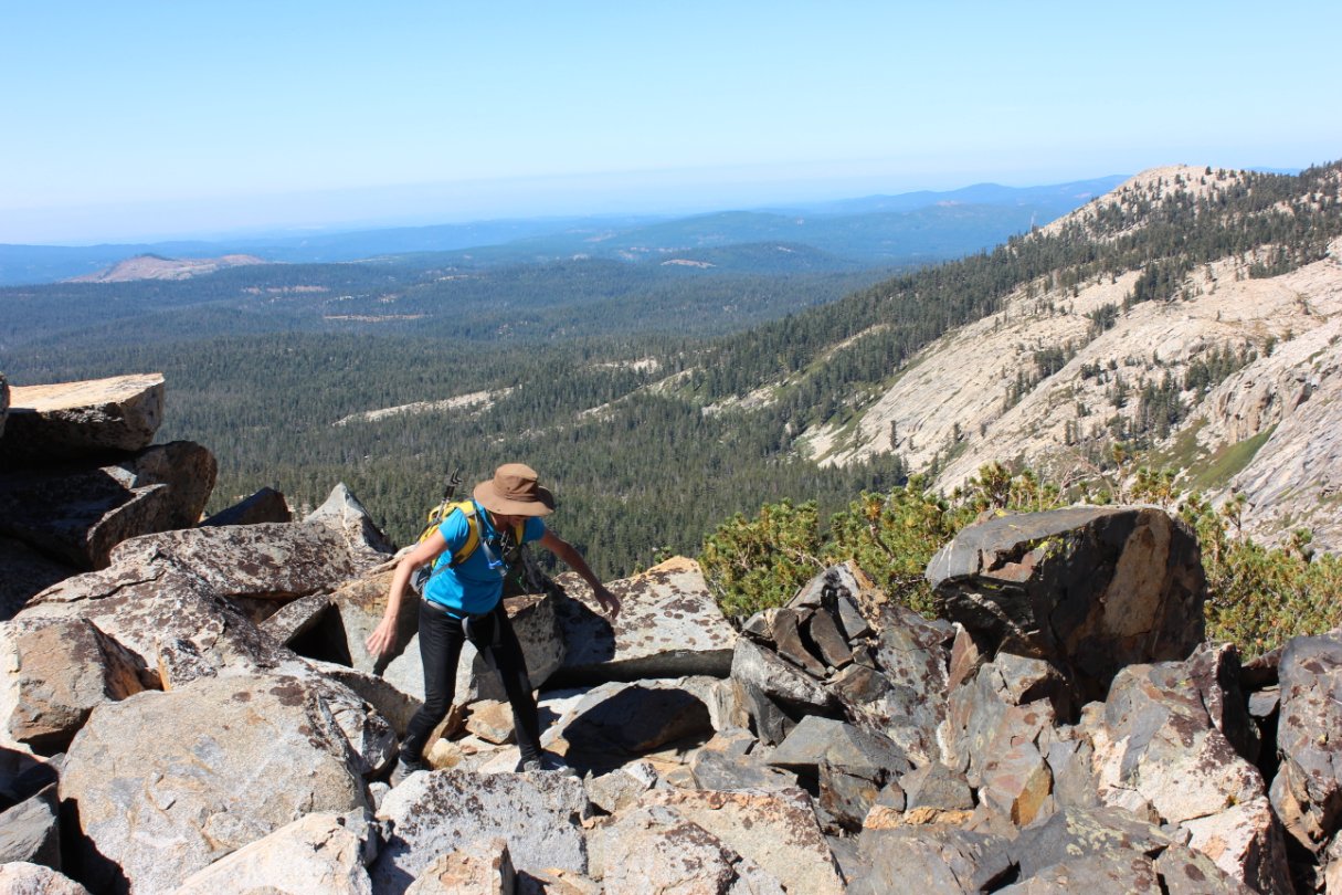 Climbing boulders high above Sylvia