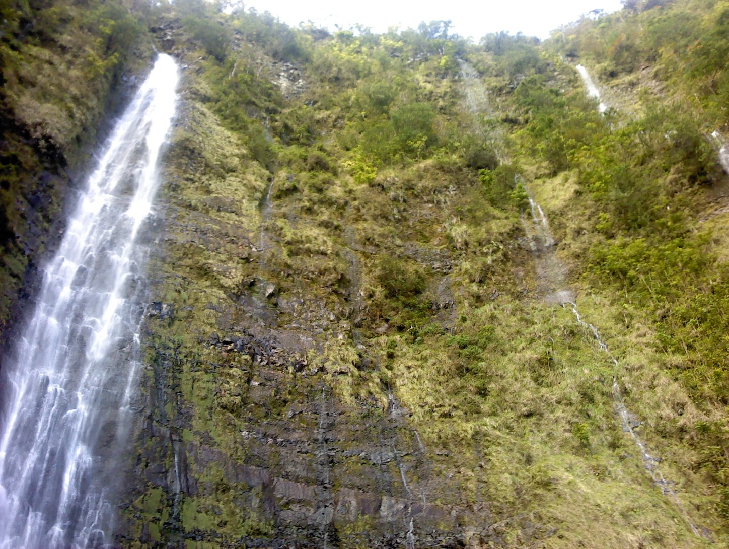 Looking up at the falls