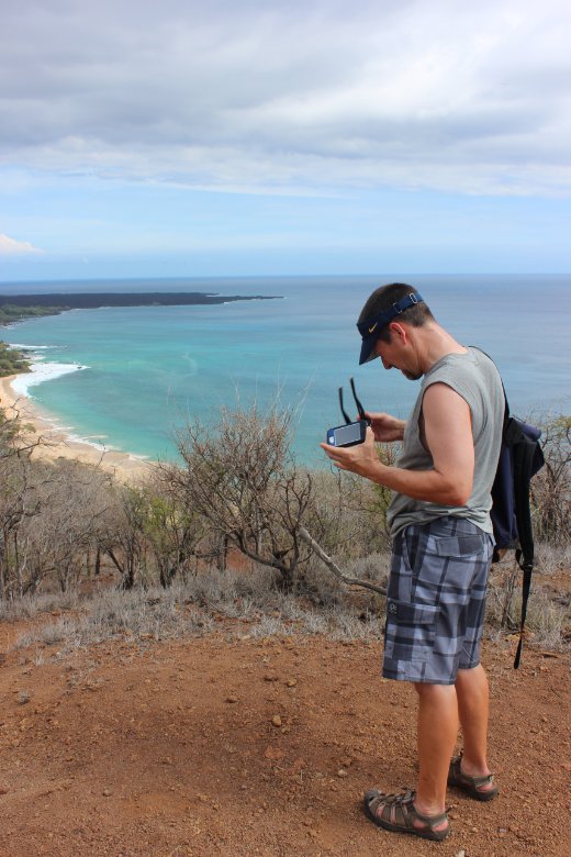 Steve checking the pics he just took