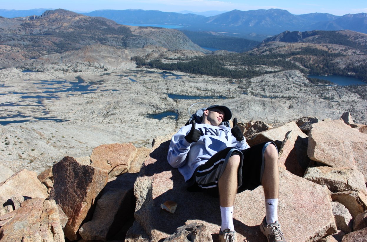 Dustin resting up from the long climb