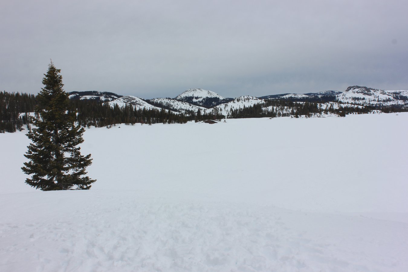 Looking across a frozen Loon Lake