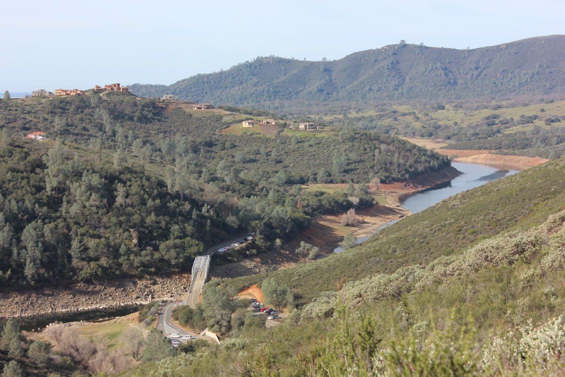 Looking down at the bridge