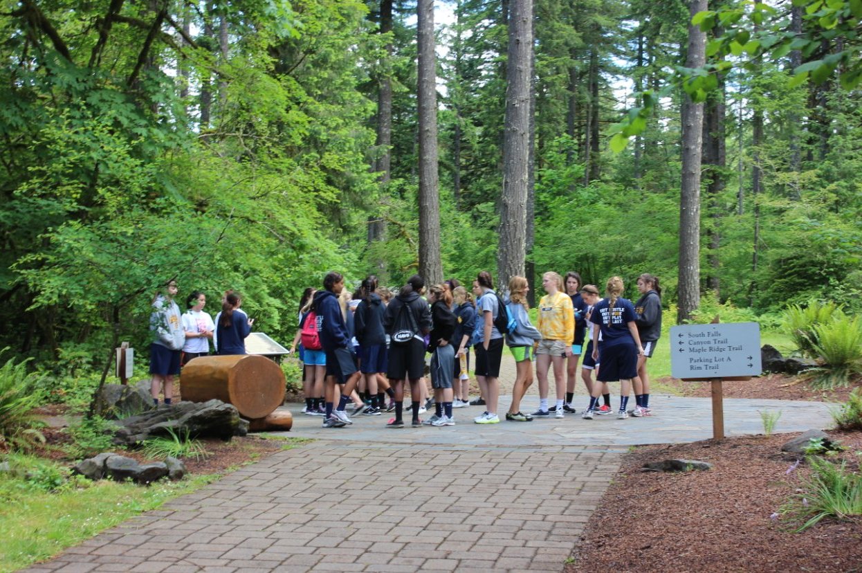 The group starting off on the hike
