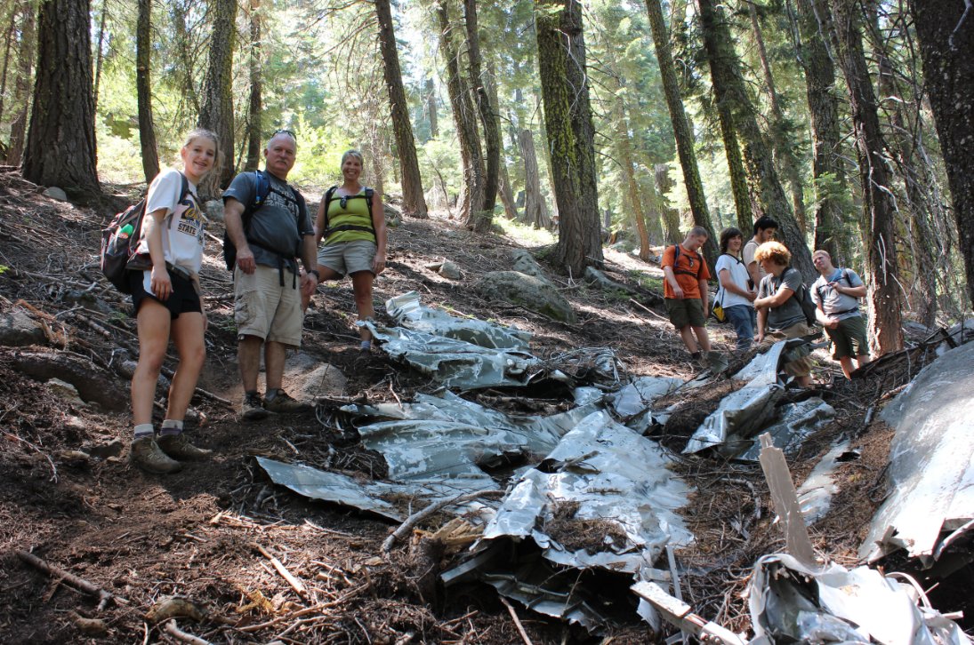 Group gathered at the tail section