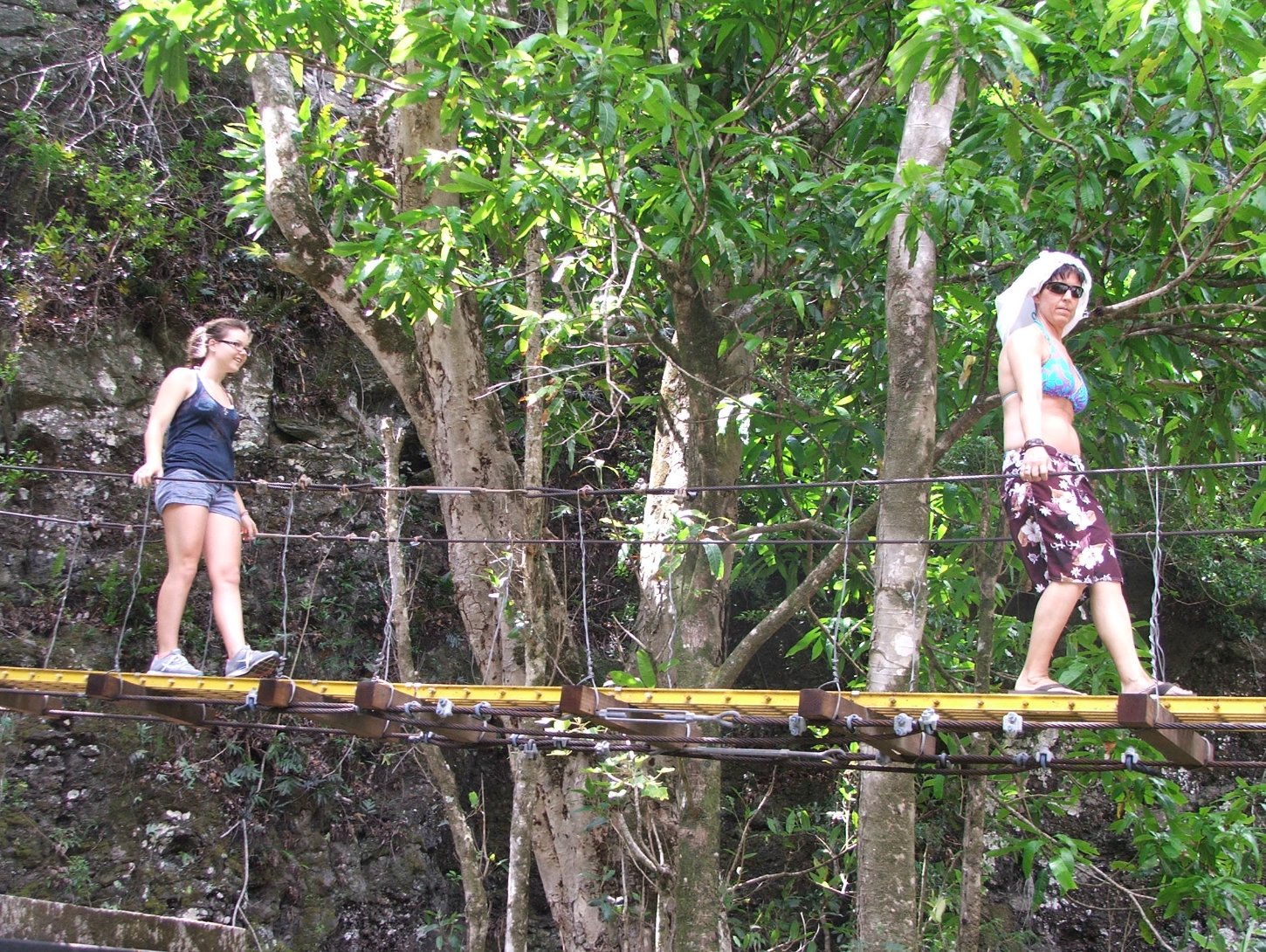 First swinging bridge